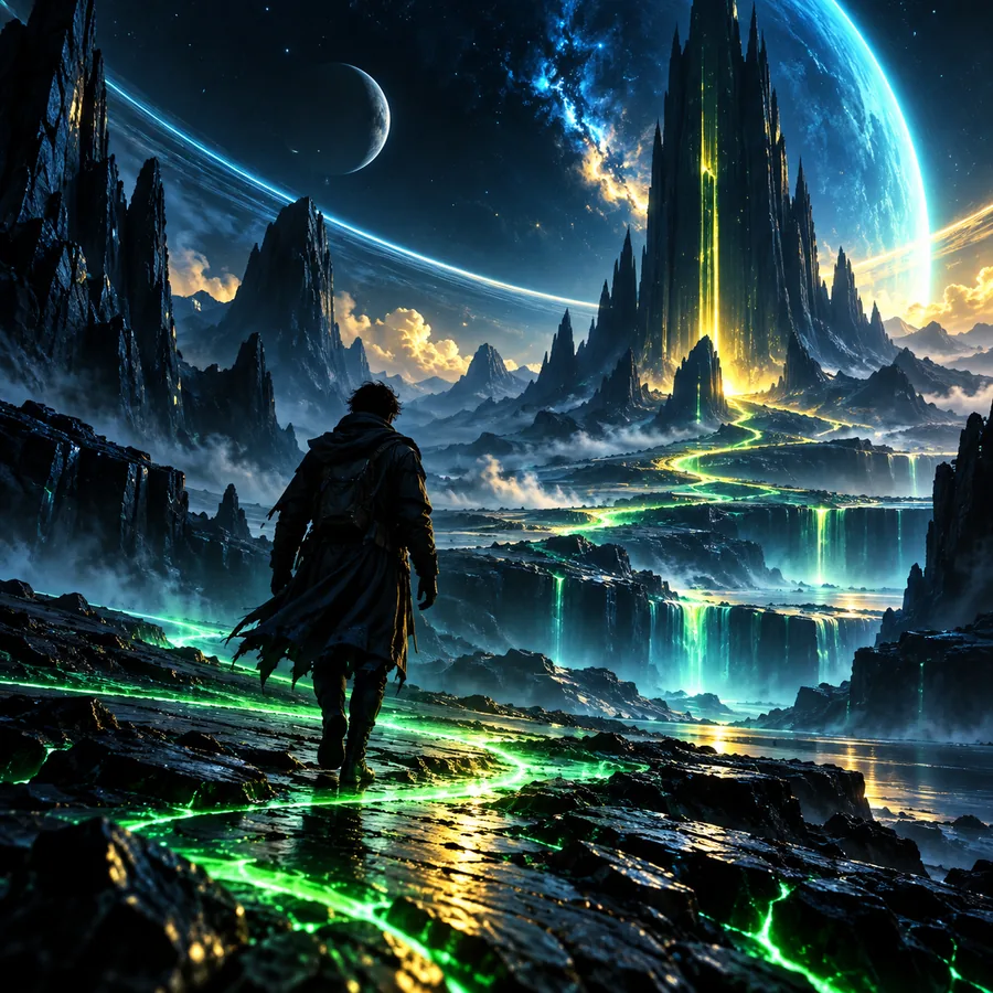 Colorful cinematic scene prepared as a music visual